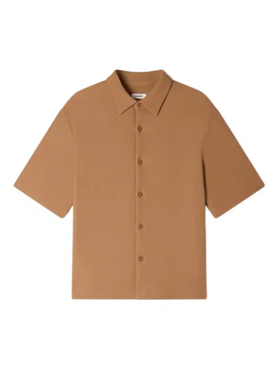 Sandro Textured Short-sleeve Shirt In Brown