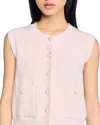 Sandro Textured Tweed Cardigan In Light Pink