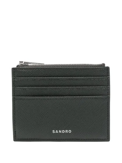 Sandro Textured Zip-around Card Holder In Green