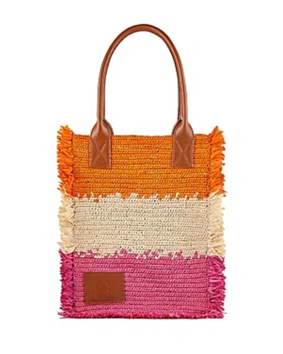Sandro Frayed Woven-raffia Tote Bag In Multi-color