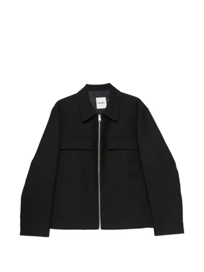 Sandro Theodore Patch-pocket Zip-up Jacket In Black