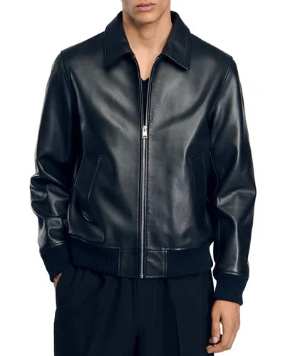 SANDRO THOMAS LEATHER FULL ZIP JACKET