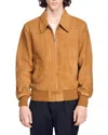 Sandro Thomas Suede Leather Jacket In Brown