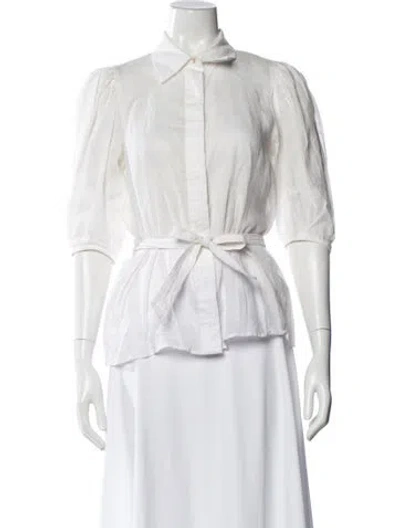 Pre-owned Sandro Three-quarter Sleeve Blouse In White