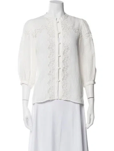 Pre-owned Sandro Three-quarter Sleeve Blouse In White