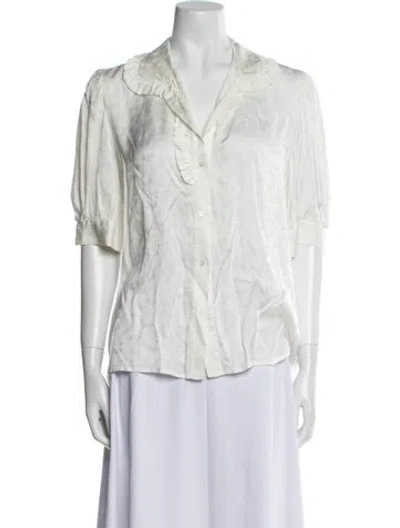 Pre-owned Sandro Three-quarter Sleeve Button-up Top In Neutral