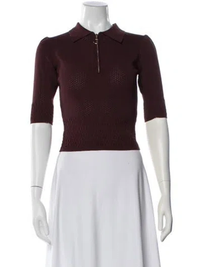 Pre-owned Sandro Three-quarter Sleeve Polo In Red