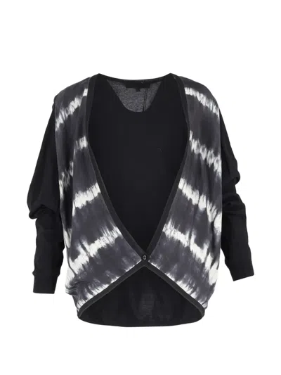Pre-owned Sandro Tie-dye Cardigan In Black