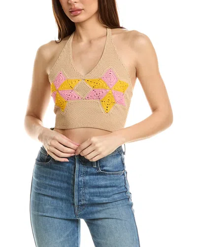 Sandro Tie-neck Halter Top In Beige
