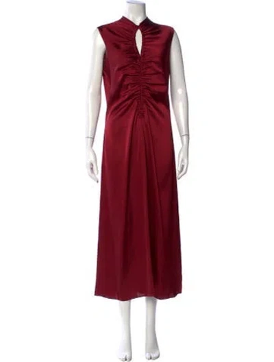 Pre-owned Sandro Tie Neck Long Dress In Red