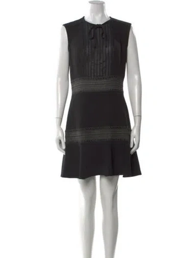 Pre-owned Sandro Tie Neck Mini Dress In Black
