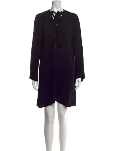 Pre-owned Sandro Tie Neck Mini Dress In Black