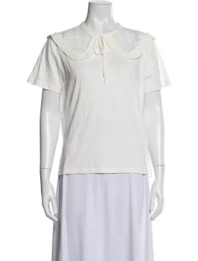 Pre-owned Sandro Tie Neck Short Sleeve T-shirt In White