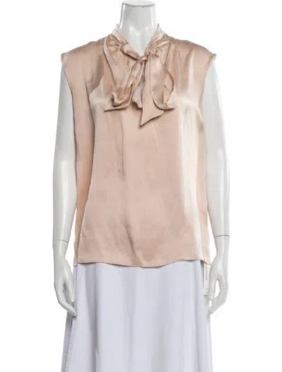 Pre-owned Sandro Tie Neck Sleeveless Blouse In Pink