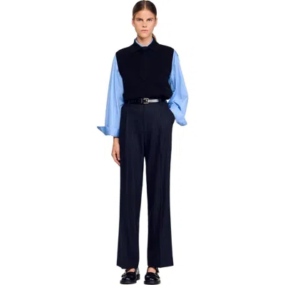 Sandro Tie-neck Sweater In Black