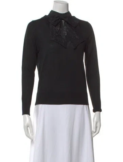 Pre-owned Sandro Tie Neck Sweater In Black