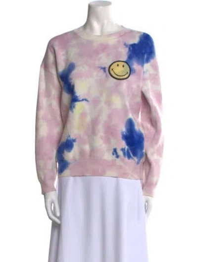 Pre-owned Sandro Tie-dye Print Crew Neck Sweatshirt In Pink