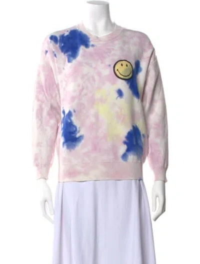 Pre-owned Sandro Tie-dye Print Crew Neck Sweatshirt In Pink