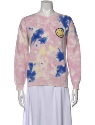 Pre-owned Sandro Tie-dye Print Crew Neck Sweatshirt In Pink