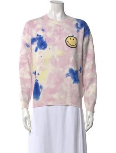 Pre-owned Sandro Tie-dye Print Crew Neck Sweatshirt In Pink