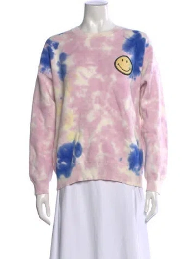 Pre-owned Sandro Tie-dye Print Crew Neck Sweatshirt In Pink