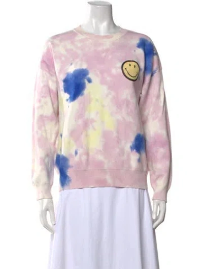 Pre-owned Sandro Tie-dye Print Crew Neck Sweatshirt In Purple