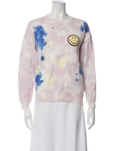 Pre-owned Sandro Tie-dye Print Crew Neck Sweatshirt In Purple