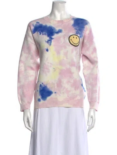 Pre-owned Sandro Tie-dye Print Crew Neck Sweatshirt In Purple