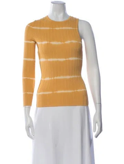 Pre-owned Sandro Tie-dye Print Crew Neck Top In Yellow