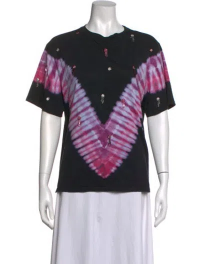 Pre-owned Sandro Tie-dye Print Crew Neck T-shirt In Black