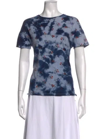 Pre-owned Sandro Tie-dye Print Crew Neck T-shirt In Blue