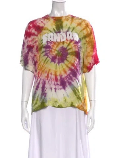 Pre-owned Sandro Tie-dye Print Crew Neck T-shirt In White