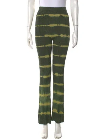 Pre-owned Sandro Tie-dye Print Flared Pants In Green