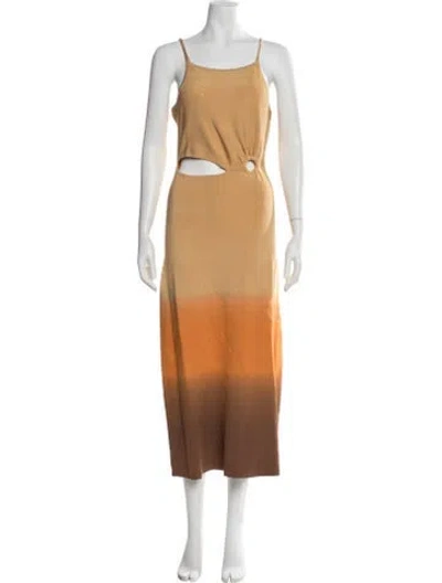 Pre-owned Sandro Tie-dye Print Midi Length Dress In Yellow