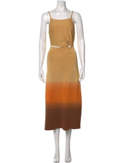 Pre-owned Sandro Tie-dye Print Midi Length Dress In Yellow