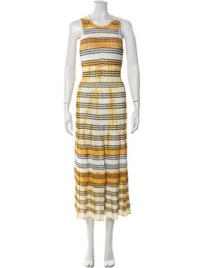 Pre-owned Sandro Tie-dye Print Midi Length Dress In Yellow