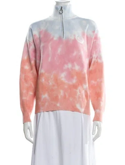 Pre-owned Sandro Tie-dye Print Mock Neck Sweatshirt In Blue