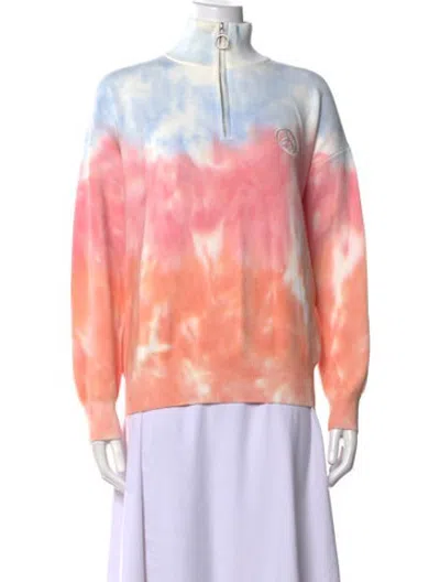 Pre-owned Sandro Tie-dye Print Mock Neck Sweatshirt In Blue