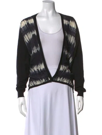 Pre-owned Sandro Tie-dye Print Open Front Sweater In Black
