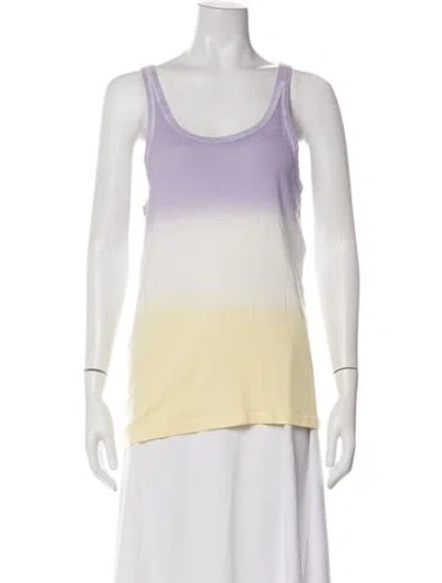 Pre-owned Sandro Tie-dye Print Scoop Neck Top In Yellow