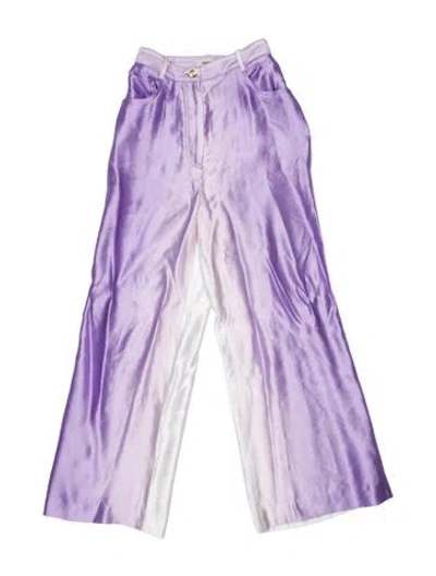 Pre-owned Sandro Tie-dye Print Wide Leg Pants In Purple