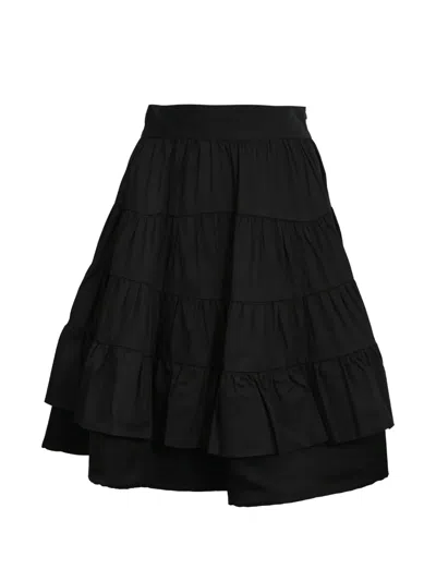 Pre-owned Sandro Tiered Ruffled Skirt In Black