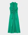 Sandro Womens Verts Cut-out Draped Satin Midi Dress In Emeuraude Green