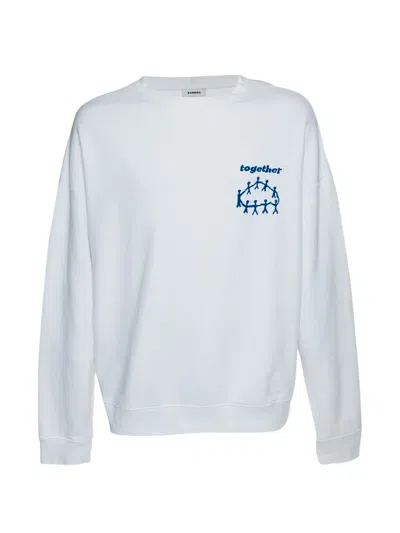 Pre-owned Sandro Together Appliqué Sweatshirt In White
