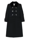 Sandro Wool-blend Shearling-collar Coat In Black