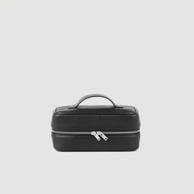 Sandro Toiletry Bag In Grained Fabric In Black