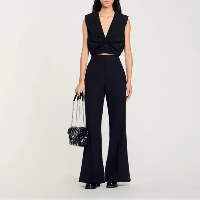 Sandro Top Court Satiné In Black