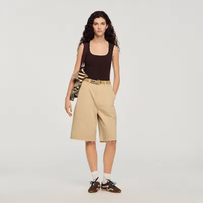 Sandro Crochet Detail Knit Top In Brown