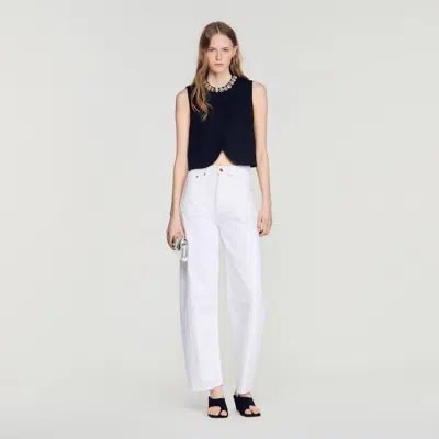 Sandro Top With Jeweled Neckline In Black