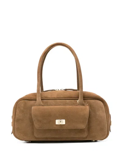 Sandro Top Zip Fastening Shoulder Bag In Brown